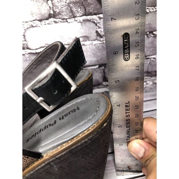 Hush Puppies Taupe Leather Polka Dot Platform Wedges Sandals Women Sz 8M US/39EU - Picture 11 of 16